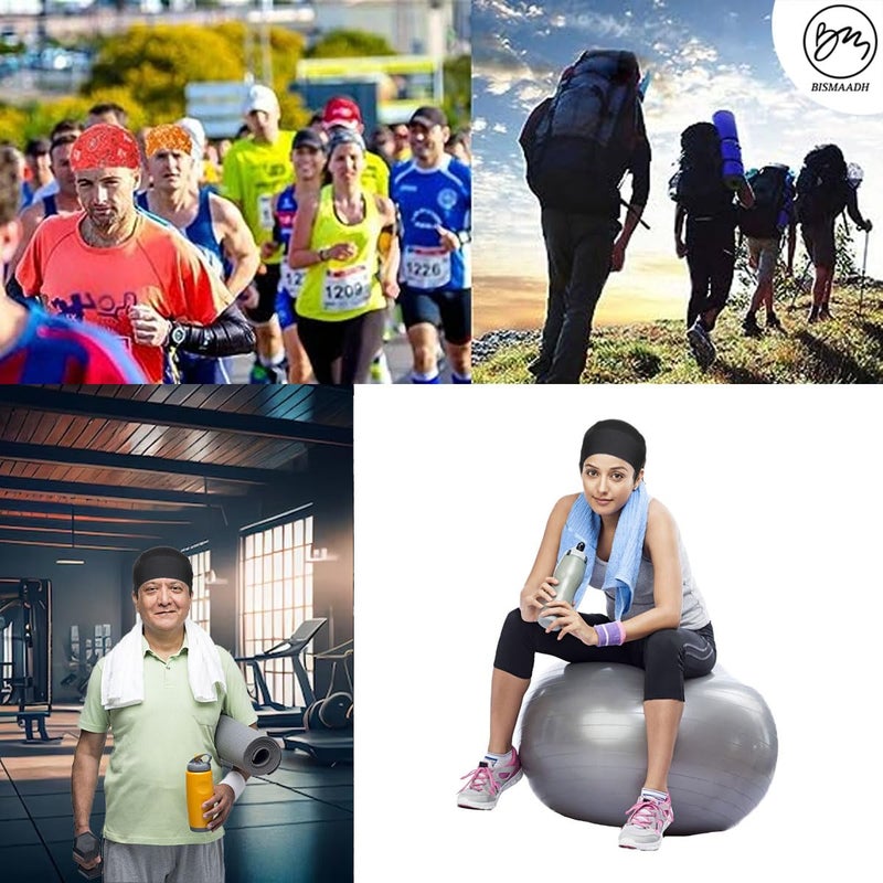 BISMAADH Stretch Lycra 4way Patka/Skull Cap Bandana - Cycling, Riding, Fashionable Helmet Liner Head Cap for Men & Women - Image 5