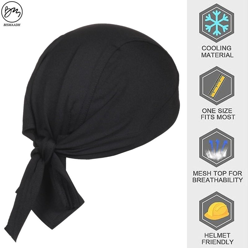 BISMAADH Stretch Lycra 4way Patka/Skull Cap Bandana - Cycling, Riding, Fashionable Helmet Liner Head Cap for Men & Women - Image 2