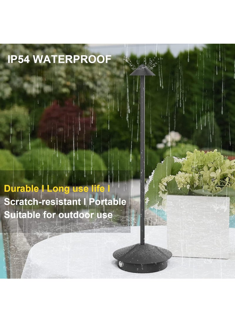 Cordless Rechargeable LED Table Lamp - 3-Color Dimmable Touch Light with 1200mAh Battery for Indoor and Outdoor Use - 30x10.4x10.4 cm - Black