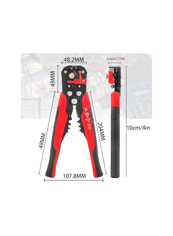 promass Multifunctional Cable Wire Stripper Cutter - Cable Cutters, Professional Electrical Wire Stripping Tool, Self-adjusting 8" Automatic Wire Stripper for Electrical Cable Cutting (Red) - Image 2