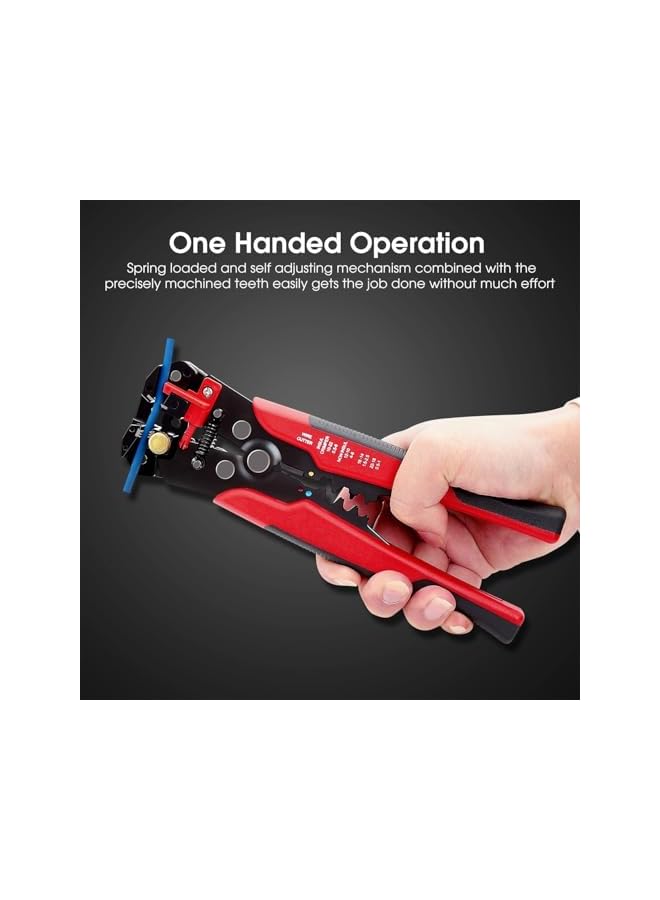promass Multifunctional Cable Wire Stripper Cutter - Cable Cutters, Professional Electrical Wire Stripping Tool, Self-adjusting 8" Automatic Wire Stripper for Electrical Cable Cutting (Red) - Image 5