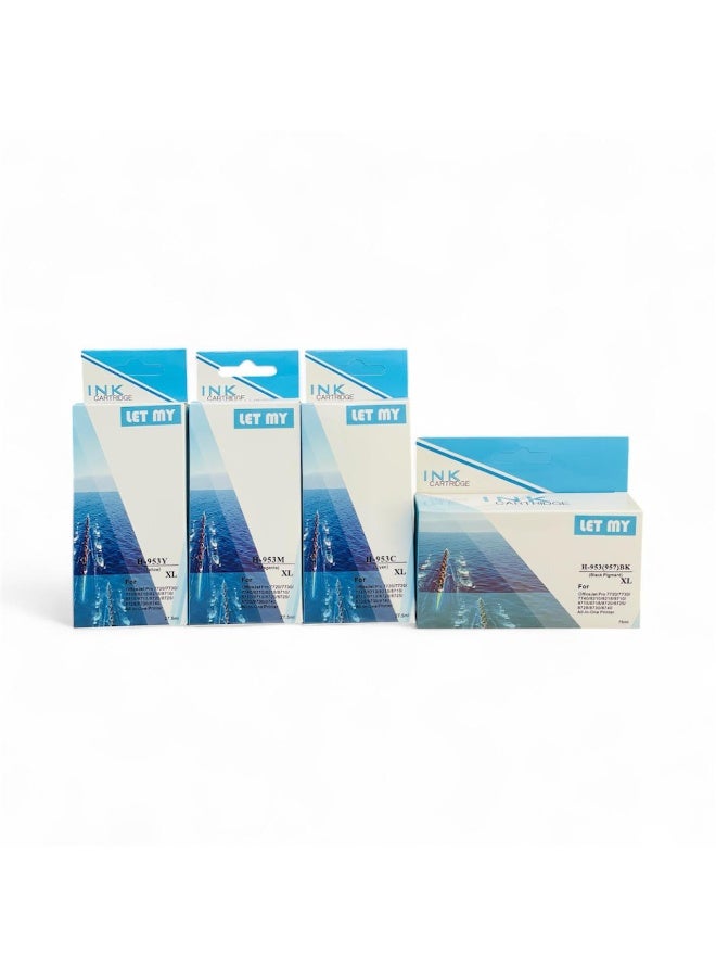 LET MY 953XL 4 Multi-Pack (Black XL/C/M/Y) Compatible Ink for HP Officejet Pro 7740 8218 8710 8715 8718 8719 8720 8725 8730 8740 (Black, Cyan, Magenta, Yellow) - Image 2