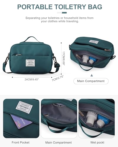 livbote Gym Bag for Women Men, Sport Duffel Bag with Toiletry Bag & Shoe Compartment,Waterproof Travel Weekender Overnight Carry on Bag for Yoga with Trolley Sleeve, Peacock Blue Set - Image 2
