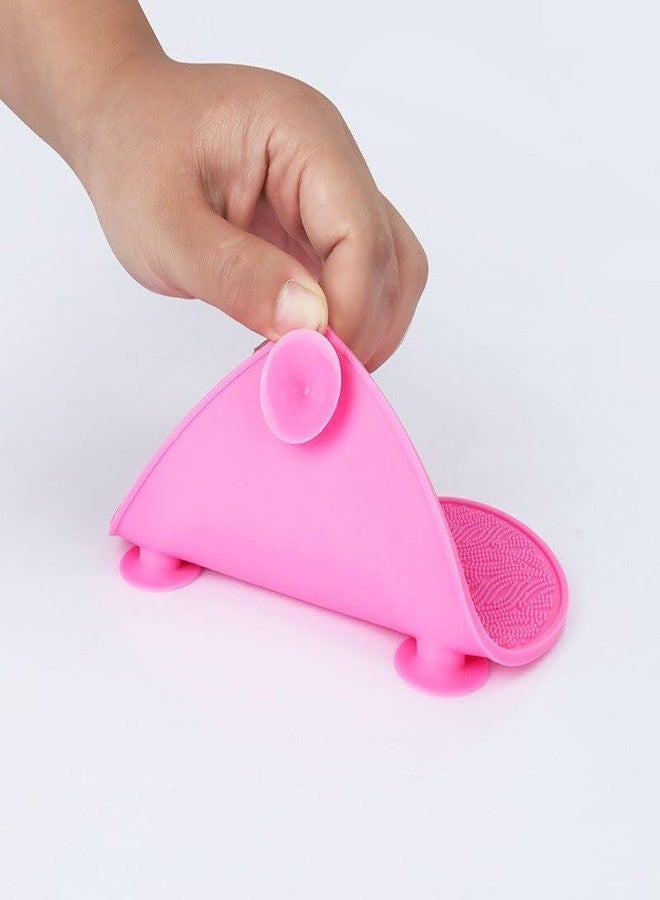 KIRA Heart Shaped Silicone Makeup Brush Cleaning Mat For Foundation Brush, Silicone Washing Tools, Makeup Tools Cleaning Scrubber For Women, Girls (Pink) - Image 3