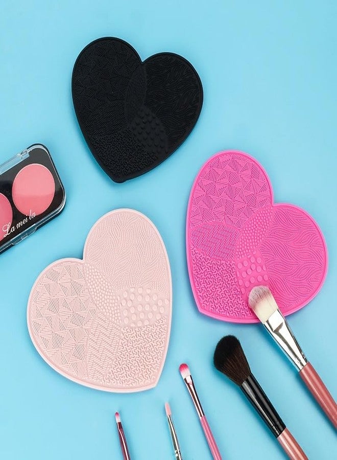 KIRA Heart Shaped Silicone Makeup Brush Cleaning Mat For Foundation Brush, Silicone Washing Tools, Makeup Tools Cleaning Scrubber For Women, Girls (Pink) - Image 5