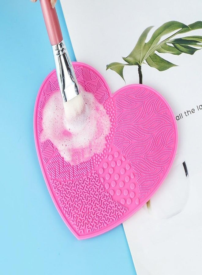 KIRA Heart Shaped Silicone Makeup Brush Cleaning Mat For Foundation Brush, Silicone Washing Tools, Makeup Tools Cleaning Scrubber For Women, Girls (Pink) - Image 4
