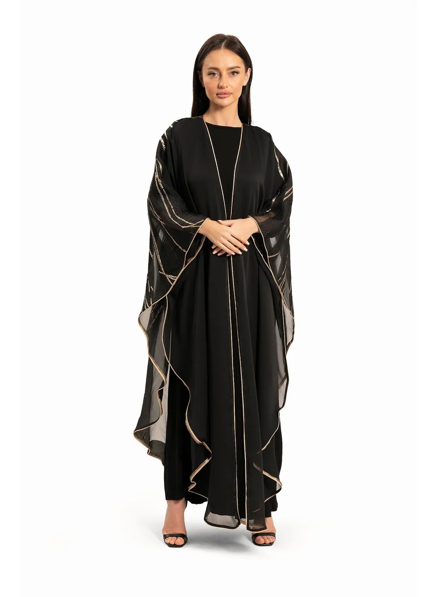 وي كرييت Women Black with Linear Motif Kaftan By WECRE8