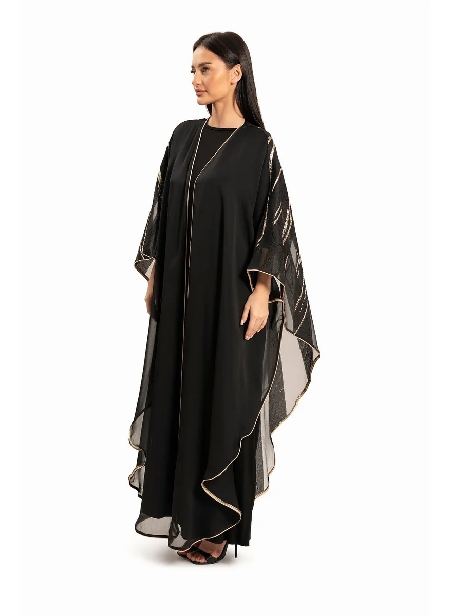 وي كرييت Women Black with Linear Motif Kaftan By WECRE8