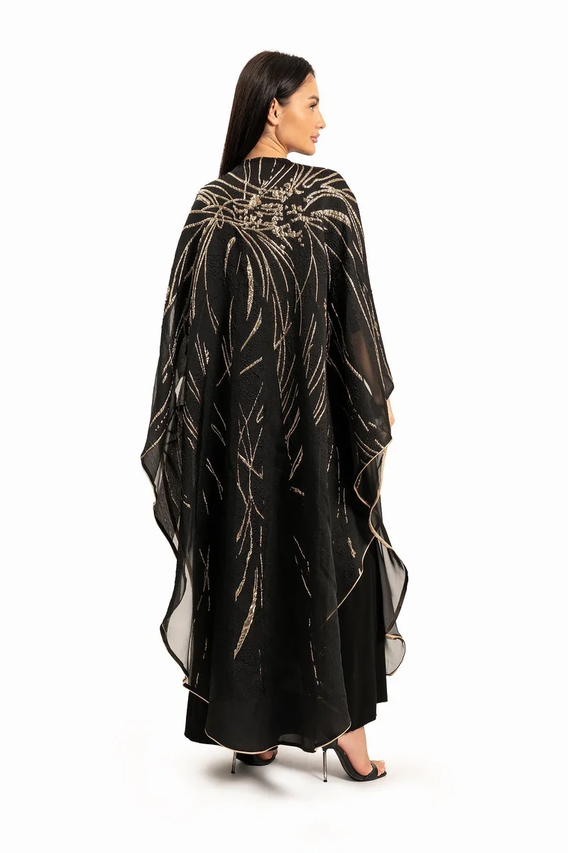 Wecre8 Women Black with Linear Motif Kaftan By WECRE8