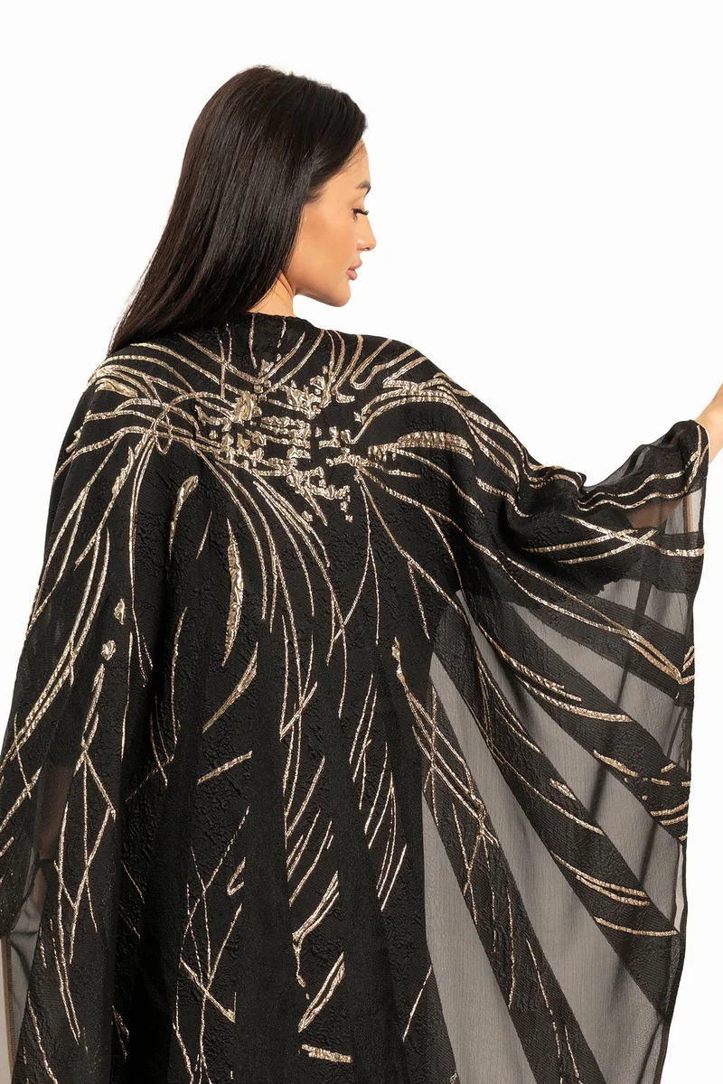 Wecre8 Women Black with Linear Motif Kaftan By WECRE8