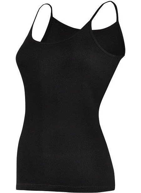 Yeni New Star 2047 Black Ribbed Rope Strap Women's Undershirt