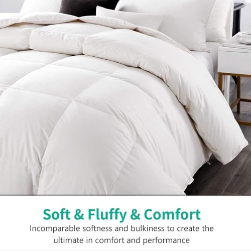 APSMILE Oversized King Size Down Feather Fibers Comforter, All Seasons Duvet Insert with 100% Organic Cotton, Fluffy Fill-Power Medium Warm Hotel Comforter Insert, (120x98 inches, Ivory White) - Image 2