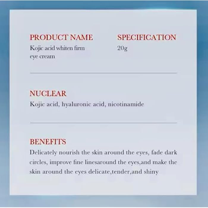 Sadoer Eye Cream with Kojic Acid, Niacinamide and Retinol, Whitening and Firming 20g - Image 4