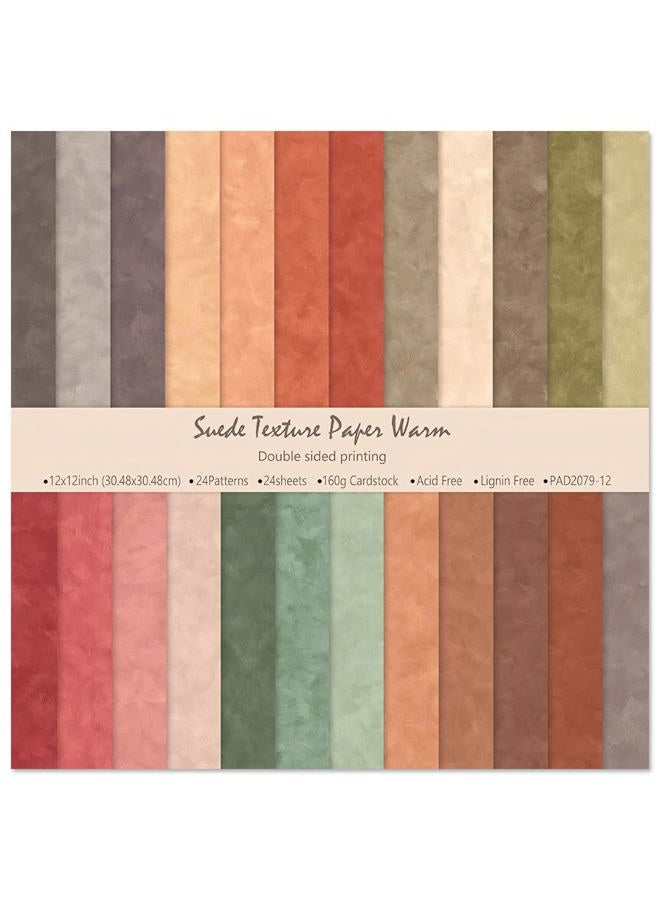 WLXTREE Double-Sided Scrapbook Paper Pad 12X12,Textured Decorative Craft Paper for Scrapbooking Planner Bullet Junk Journal Supplies Mixed Media Collage Card Making,24 Designs 24 Sheets - Image 1