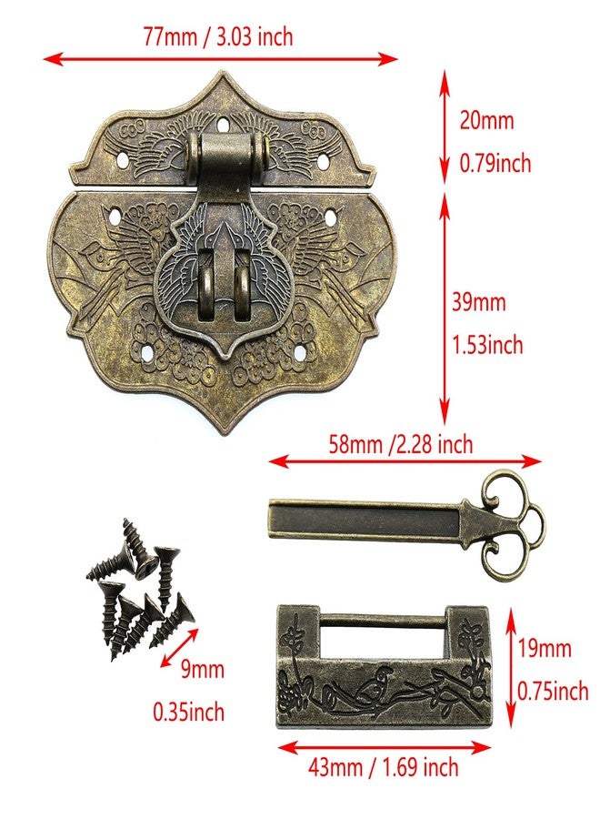 LUORNG Box Latch Hasp and Vintage Lock Kit LUORNG Decorative Toggle Latch Cabinet Padlock with Key Hasp Toolbox Jewelry Latch Locks with Key Screws - Image 2