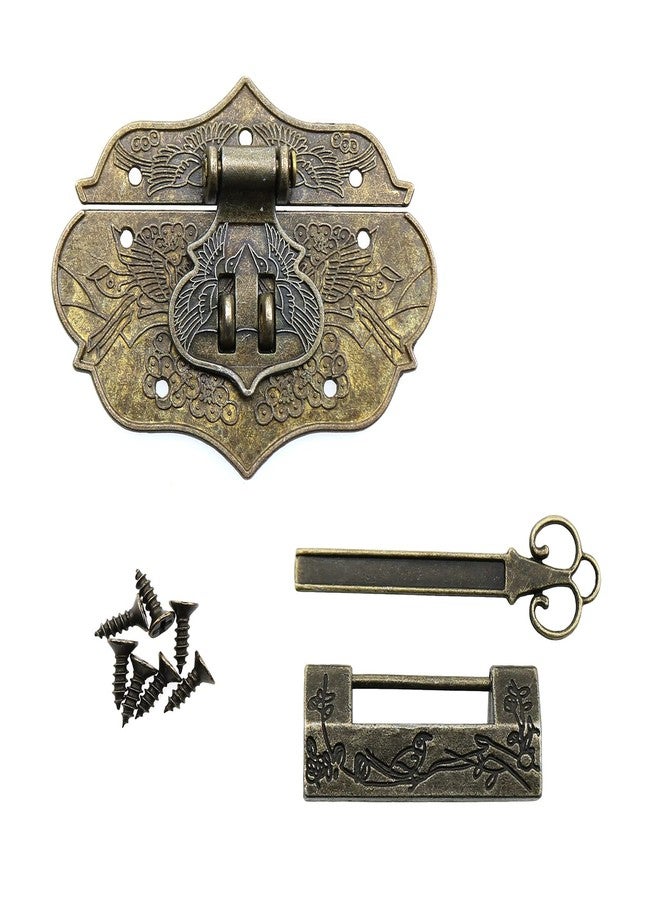 LUORNG Box Latch Hasp and Vintage Lock Kit LUORNG Decorative Toggle Latch Cabinet Padlock with Key Hasp Toolbox Jewelry Latch Locks with Key Screws - Image 3