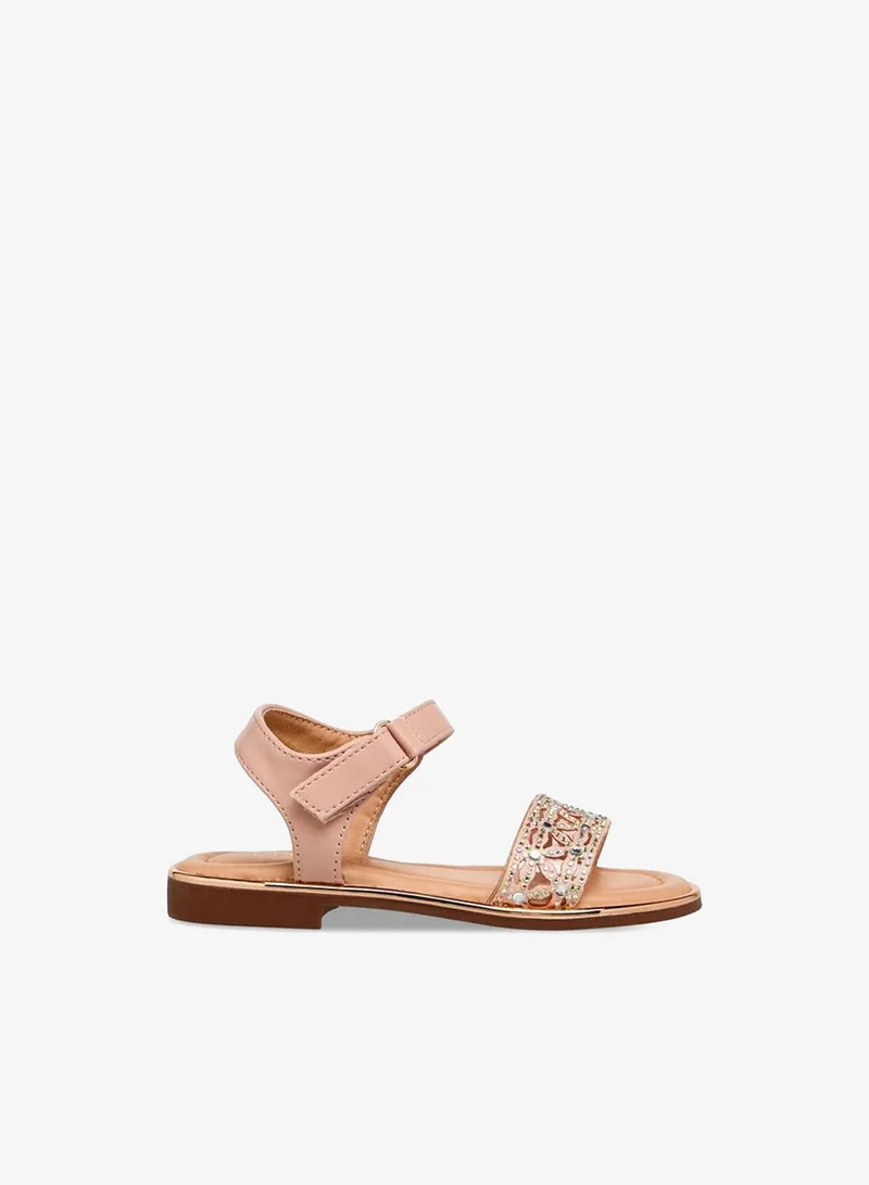 سيليست Girls Embellished Hook & Loop Flat Sandals Ramadan Collection