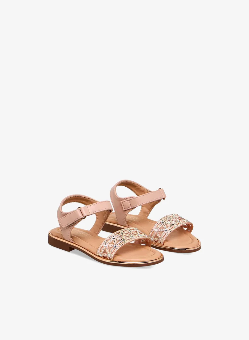 سيليست Girls Embellished Hook & Loop Flat Sandals Ramadan Collection