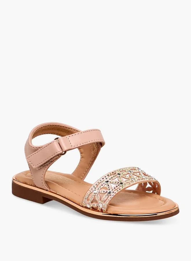 سيليست Girls Embellished Hook & Loop Flat Sandals