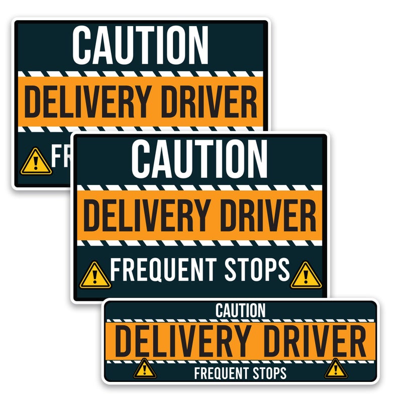 Magnet Me Up Caution Frequent Stops Delivery Driver Automotive Magnet Decal 3 Pack Two 8x12 inch and One 3x10 inch Automotive Magnet for Car Flex Delivery Driver Crafted in USA