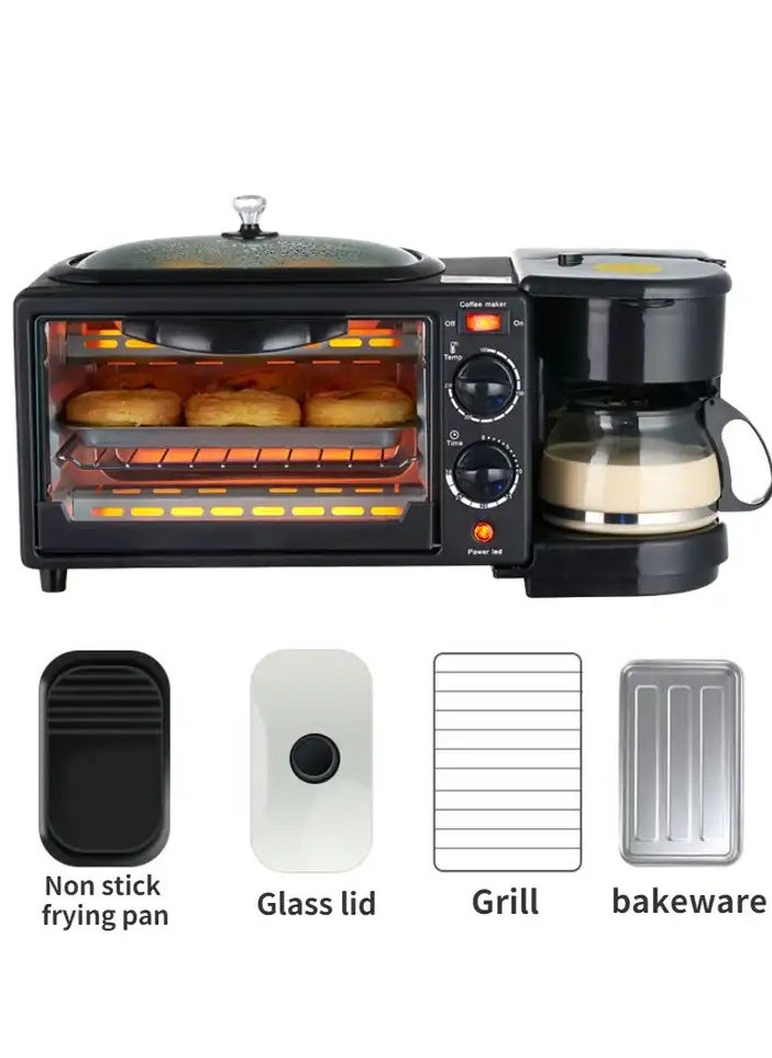 Generic - Home breakfast machine multifunctional Coffee Maker Toaster Oven Griddle 3-In-1 Multi-Function Breakfast Electric Breakfast Machine Multifunction Toaster Oven Griddle - Image 1