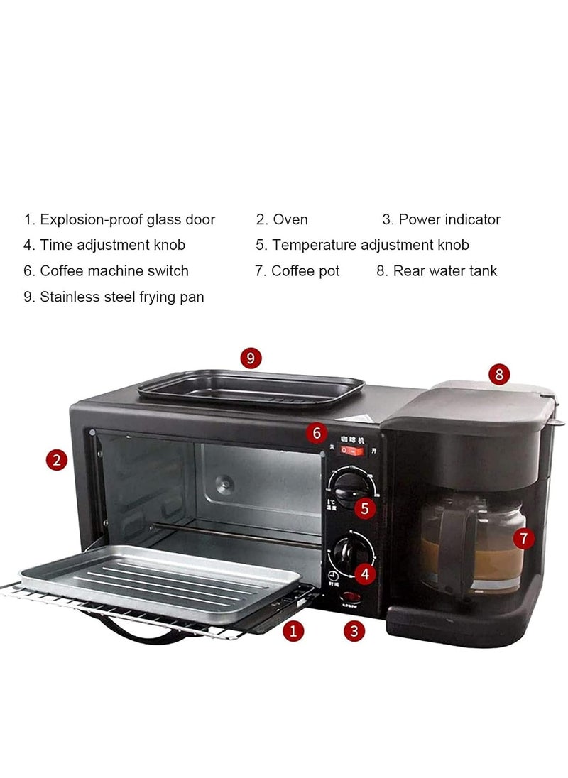 Generic - Home breakfast machine multifunctional Coffee Maker Toaster Oven Griddle 3-In-1 Multi-Function Breakfast Electric Breakfast Machine Multifunction Toaster Oven Griddle - Image 1