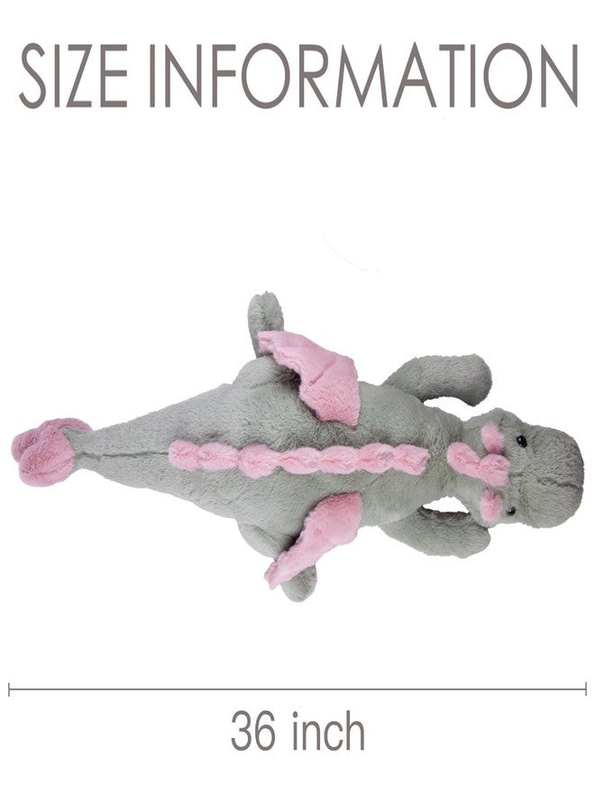 ARELUX Large 36in Cute Dragon Stuffed Animals Plush Toy Soft Matcha Green Pterosaur Plushie Giant Fuzzy Dinosaur Pillow Plushies with Pink Wings Cuddly for Friends Family Member - Image 2