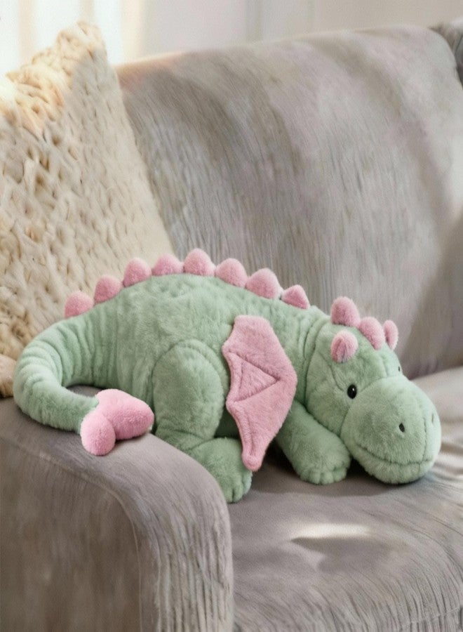 ARELUX Large 36in Cute Dragon Stuffed Animals Plush Toy Soft Matcha Green Pterosaur Plushie Giant Fuzzy Dinosaur Pillow Plushies with Pink Wings Cuddly for Friends Family Member - Image 1