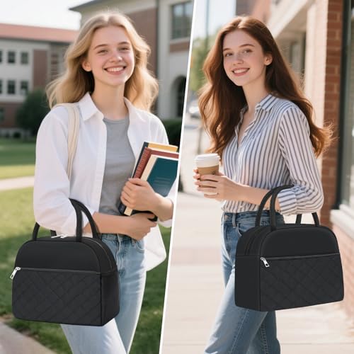 KUBYA Lunch Bag Lunch Box for Women Men Insulated Reusable Large Lunch Tote Bag Adult Leakproof Simple Cooler Bag for Office Work Picnic Beach or Travel, Black - Image 4