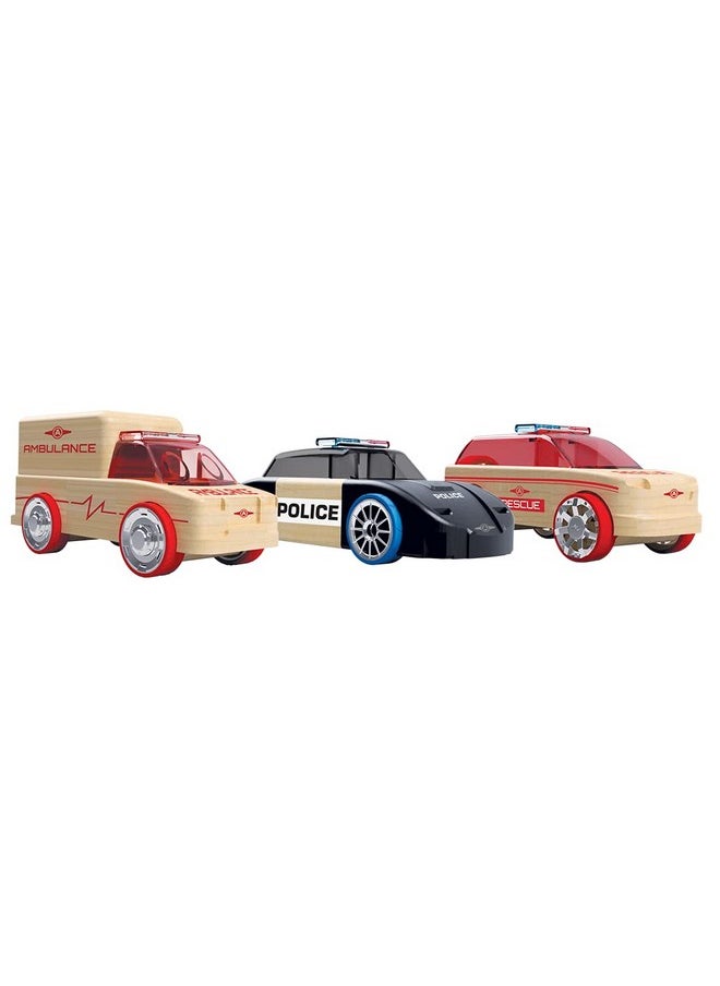 Automoblox Mini Rescue Pack Wooden Mixandmatch Vehicles Build And Rebuild Ages 4+  - Image 1