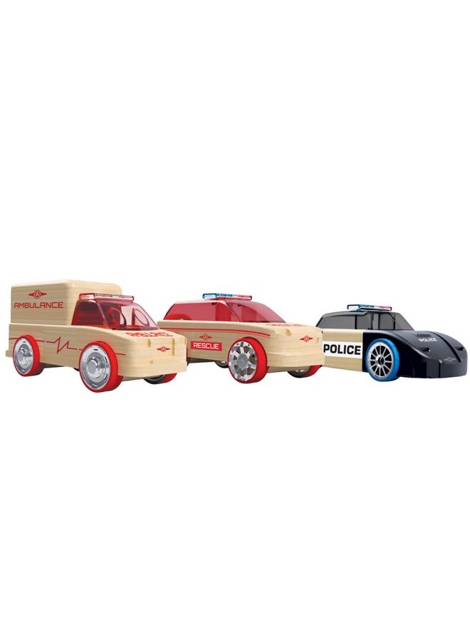 Automoblox Mini Rescue Pack Wooden Mixandmatch Vehicles Build And Rebuild Ages 4+  - Image 2