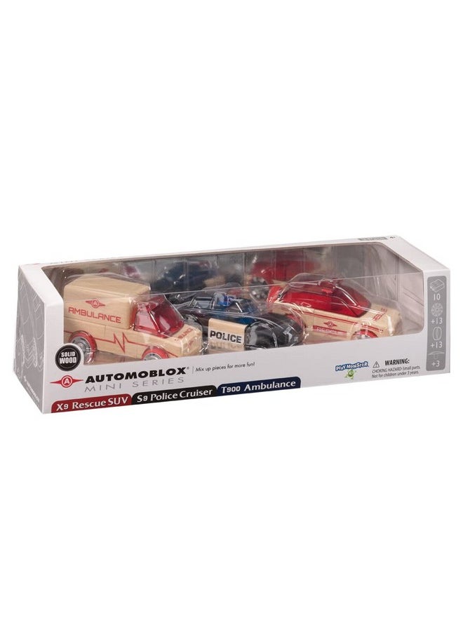 Automoblox Mini Rescue Pack Wooden Mixandmatch Vehicles Build And Rebuild Ages 4+  - Image 3