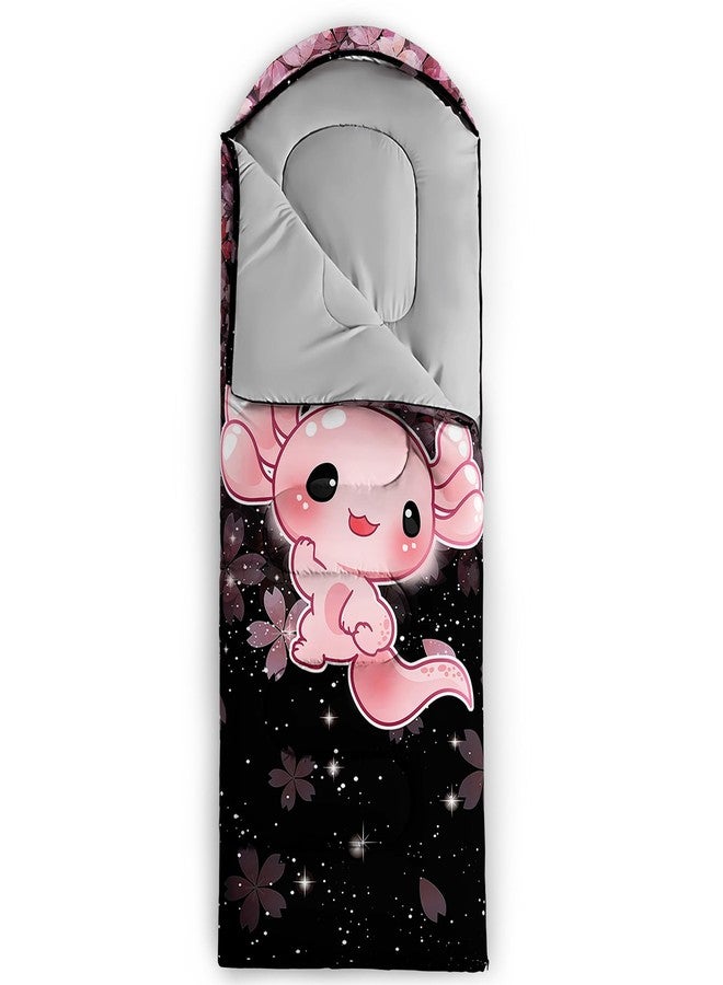 QOOMO Axolotl Cherry Blossom Printed Camping Sleeping Bags,3 Season Warm & Cool Weather,Lightweight,Waterproof Sleeping Bags for Adults & Kids,Traveling,and Outdoors,Camping Gear Equipment,31x90inch - Image 5