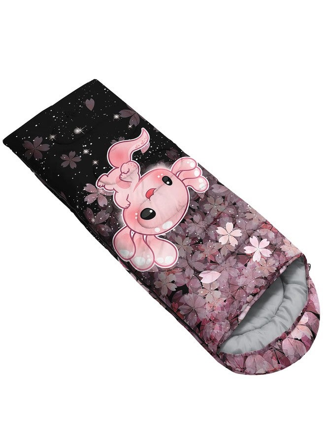 QOOMO Axolotl Cherry Blossom Printed Camping Sleeping Bags,3 Season Warm & Cool Weather,Lightweight,Waterproof Sleeping Bags for Adults & Kids,Traveling,and Outdoors,Camping Gear Equipment,31x90inch - Image 2