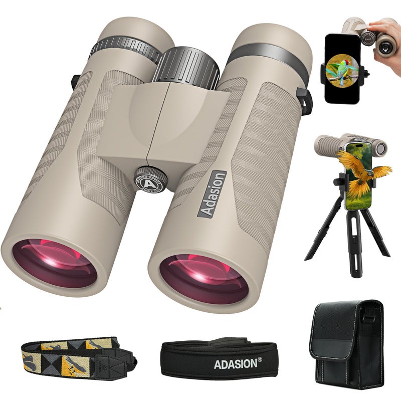 Adasion 8x42 HD Binoculars for Adults High Powered with Phone Adapter and Tripod Super Bright BAK4 Prism Waterproof Binoculars for Bird Watching Hunting Hiking Safari Travel Sports - Image 2