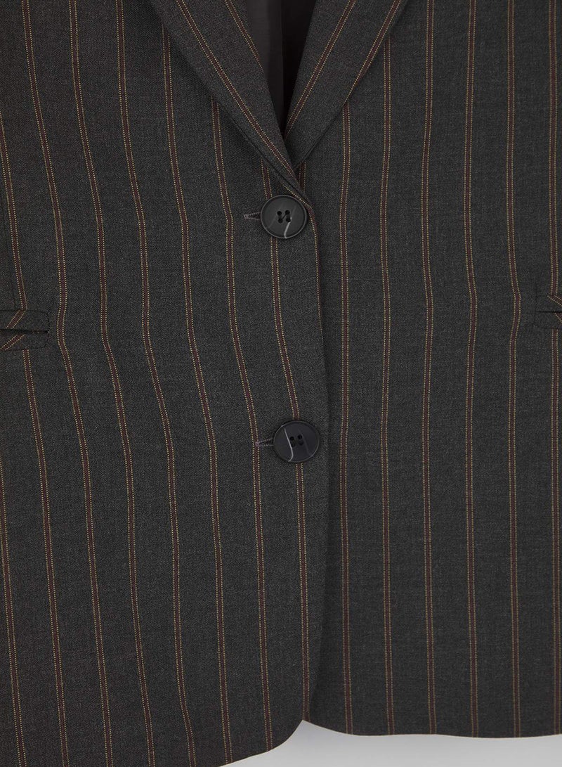 trendyol Striped Oversize Blazer Jacket Twoaw26Bc00024 - Image 4