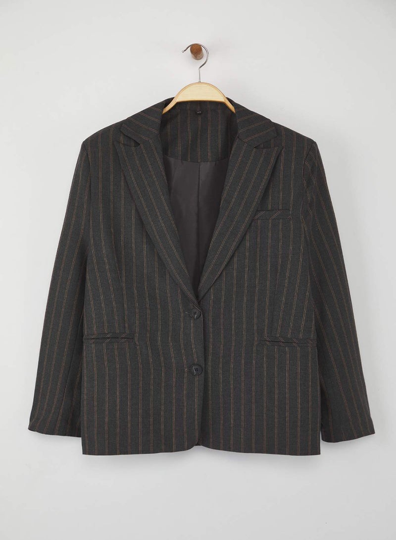 trendyol Striped Oversize Blazer Jacket Twoaw26Bc00024 - Image 2
