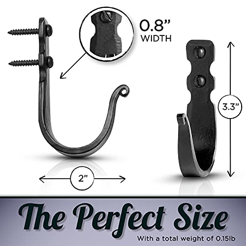 Stur-De Decorative Hooks for Wall - Metal Wall Hooks for Hanging Coats, Hats & Bags, Rustic Towel Hooks for Bathrooms or Kitchen - Wrought Iron Farmhouse Hangers - Pack of 3, Black - 3.3x2x0.8 Inches - Image 3