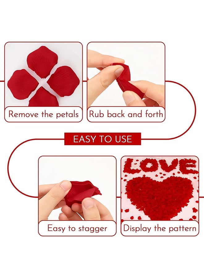 3000 PCS Artificial Rose Petals, 4.5x4.5 cm Fake Flower Petals, Romantic Decorations Special Night Set for Valentine's Day, Wedding Anniversary, Proposal, Event, Party, Table Decor, Dark Red - Image 2