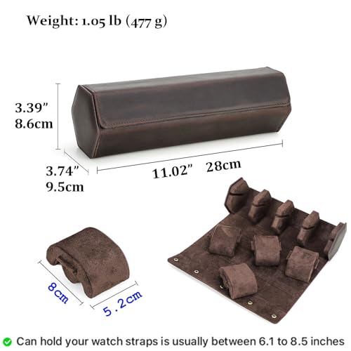 CONTACTS Watch Travel Case Leather Watch Box 4 Slot Hexagon Watches Roll for Men Watch Storage Organizer Watch Holder (for 4 Pcs Watch) - Image 4