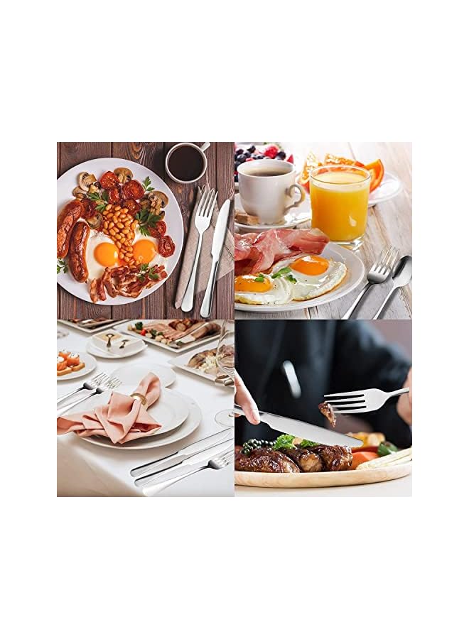 S-TOP Silverware Set,Tableware,24 Piece Flatware Set With Stand,Stainless Steel Kitchen Utensils Set for 6,Mirror Polished Cutlery Set,Spoon and FoSet Knife Silverware(Silver) - Image 2