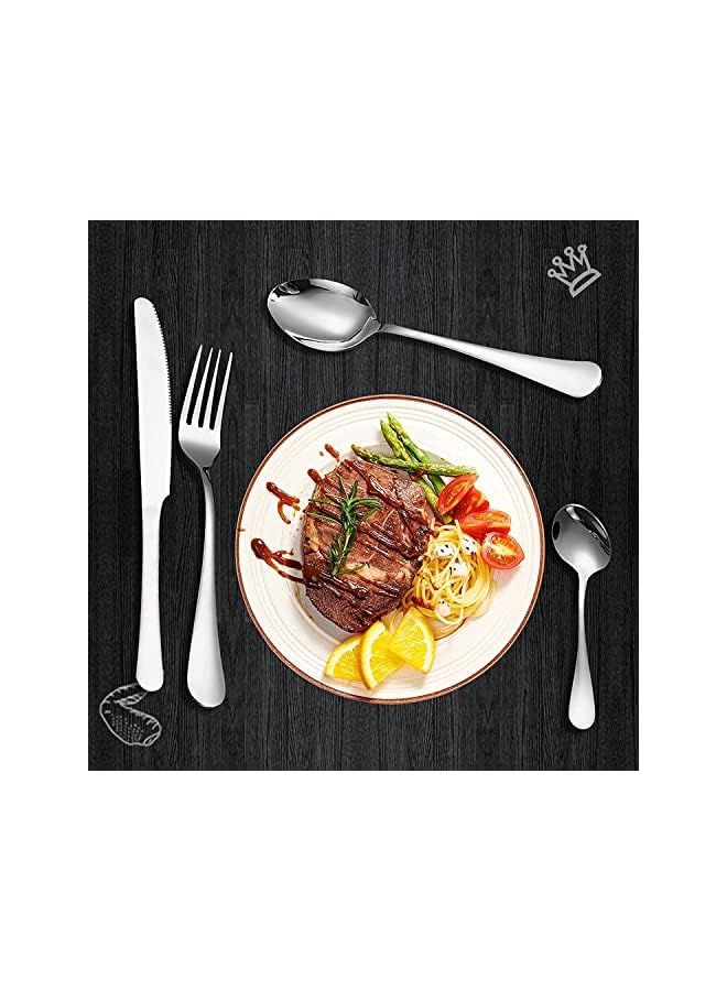 S-TOP Silverware Set,Tableware,24 Piece Flatware Set With Stand,Stainless Steel Kitchen Utensils Set for 6,Mirror Polished Cutlery Set,Spoon and FoSet Knife Silverware(Silver) - Image 3