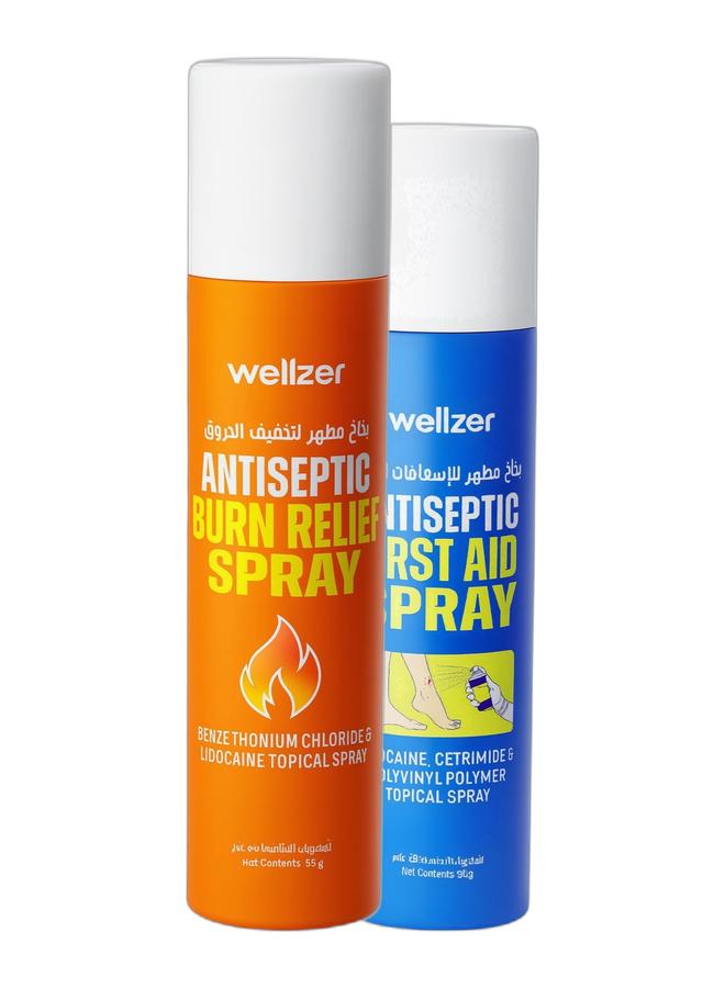 ويلزر Wellzer Antiseptic Burn Relief Spray 55g & Wellzer Antiseptic First Aid Spray 55g Bundle2 - Image 1