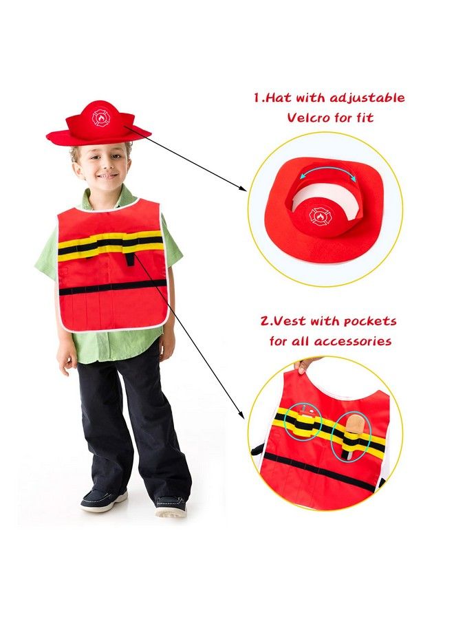 umu Firefighter Costume For Kids 14 Pcs Pretend Toy Wooden Fireman Role Play Firefighter Accessories With Fire Extinguisher And Hydrant Fireman Costume Kit For Kids 3 4 5+ Toddlers Boys & Girls - Image 3