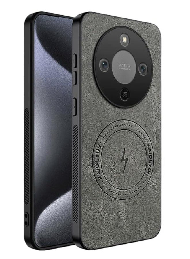 general Magnetic Lightning Pattern Phone Case for Honor X9d 5G 2025, Scratch-Resistant & Fingerprint-Proof Leather Protective Cover Supports Wireless Charging - Image 1