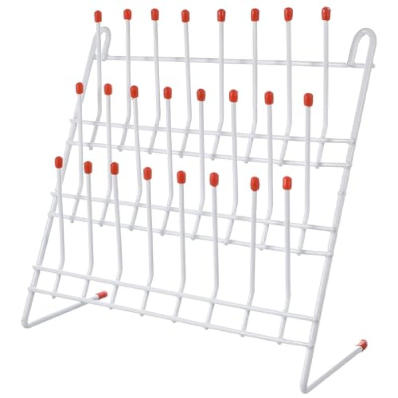 Laboratory Glassware Drying Rack: 24 Position White Sturdy Metal Construction - Space-Saving 30 Cm Square Grid-Style Layout For Thorough Air Circulation For Science Classroom And Lab Use - Image 1