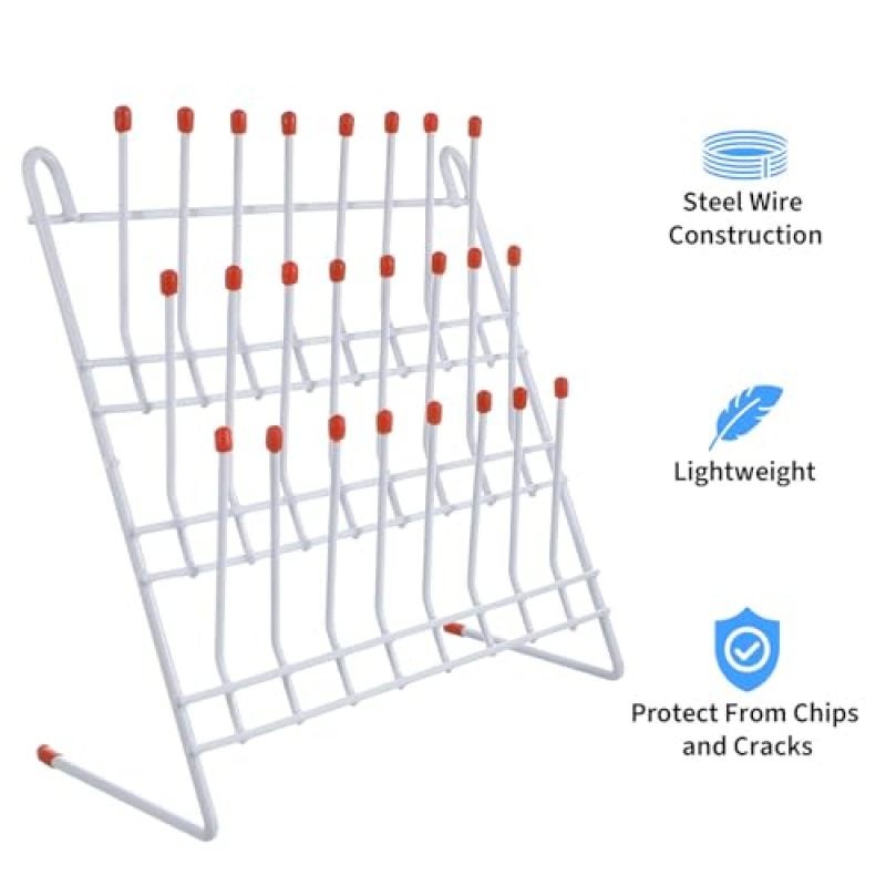 Laboratory Glassware Drying Rack: 24 Position White Sturdy Metal Construction - Space-Saving 30 Cm Square Grid-Style Layout For Thorough Air Circulation For Science Classroom And Lab Use - Image 3