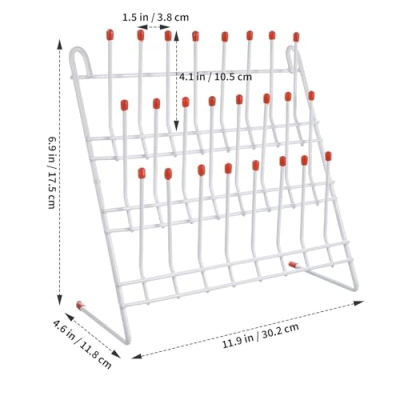 Laboratory Glassware Drying Rack: 24 Position White Sturdy Metal Construction - Space-Saving 30 Cm Square Grid-Style Layout For Thorough Air Circulation For Science Classroom And Lab Use - Image 2