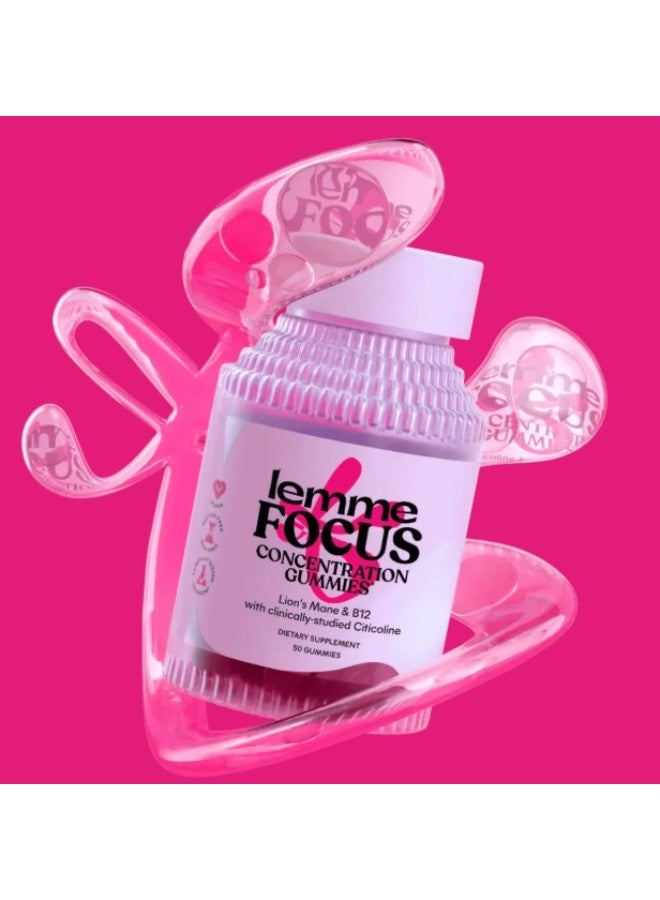 Lemme Focus Concentration Gummies - Strawberry, 50 Gummies - Image 1