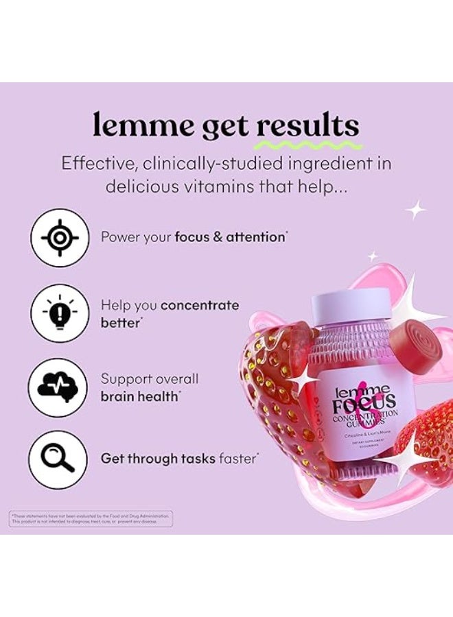Lemme Focus Concentration Gummies - Strawberry, 50 Gummies - Image 4